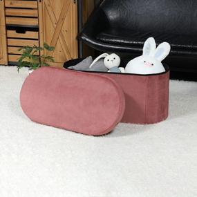 img 2 attached to Stylish And Functional: B FSOBEIIALEO Velvet Storage Ottoman Bench In Red - 30"X15"X15