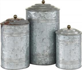 img 2 attached to Set Of 3 Gray Metal Decorative Jars With Lids By Deco 79 - Heights Of 12", 9", And 8