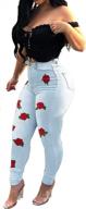add a touch of elegance to your wardrobe with weigou's flower embroidered high waist skinny jeans logo