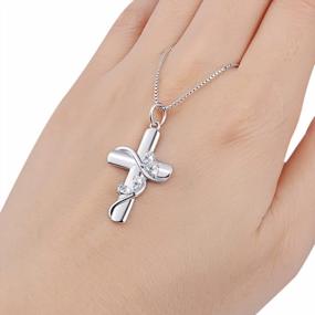 img 1 attached to Christian Faith Hope Love Cross Pendant Necklace For Women And Teen Girls - Made Of 925 Sterling Silver And Cubic Zirconia - Ideal Birthday Gift
