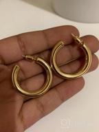 img 1 attached to Chic Chunky Open Hoops: 14K Gold Plated Earrings for Women & Girls with Sterling Silver Posts review by Joshua Follansbee