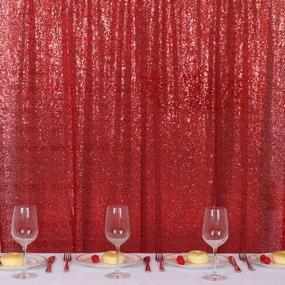 img 3 attached to TRLYC 4Ft7Ft Photo Booth Backdrop Red Sparkly Wedding And Party Curtain