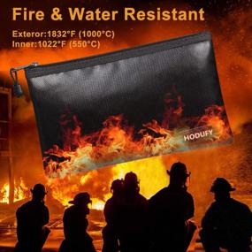 img 3 attached to 10.6"X6.7" Fireproof & Waterproof Cash Bag By Hodufy - 5" X 8" Small Fireproof Bank Deposit, Passport & Document Safe Storage Pouch Envelope