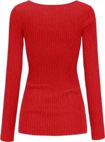 img 2 attached to Slim And Stretchy: V28 Women'S Square Neck Long Sleeve Sweater Tops