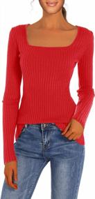 img 4 attached to Slim And Stretchy: V28 Women'S Square Neck Long Sleeve Sweater Tops