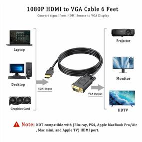 img 3 attached to 6-футовый переходной кабель UVOOI HDMI-VGA для компьютера, ноутбука, проектора, HDTV, Raspberry Pi, Roku - высококачественный видеокабель HDMI-VGA для совместимости с монитором