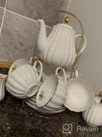 img 1 attached to 17-Piece Jusalpha Porcelain Tea Set - 8 OZ White Coffee Cup/Teacup, Saucer, Spoons, Teapot & Creamer (FD-TW17PC SET) review by David Alvarez