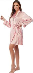 img 1 attached to Escalier Women'S Silk Robes Satin Kimono Robe Short Silky Bathrobe Bridesmaid Wedding Party Sleepwear