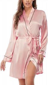 img 4 attached to Escalier Women'S Silk Robes Satin Kimono Robe Short Silky Bathrobe Bridesmaid Wedding Party Sleepwear