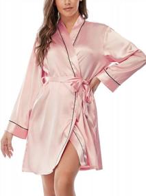 img 2 attached to Escalier Women'S Silk Robes Satin Kimono Robe Short Silky Bathrobe Bridesmaid Wedding Party Sleepwear