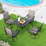 mfstudio 5 piece outdoor metal patio dining set, 4 quick dry foam padded swivel chairs and 37.8" round table with 1.57" umbrella hole for garden, lawn, poolside, balcony, black logo