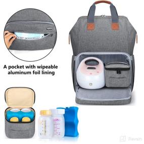 img 3 attached to 🍼 Luxja Breast Pump Bag with Cooler Bag, Backpack for Working Moms, Gray - Fits 4 Bottles & Laptop