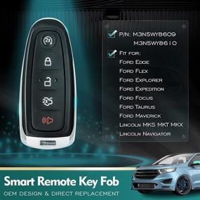 img 1 attached to Enhanced Key Fob Replacement for Ford Explorer Edge Taurus Flex Expedition Focus Maverick Lincoln MKX MKS MKT Navigator - Self-Programming Smart Remote Keyless Entry - FCC ID: M3N5WY8609/M3N5WY8610