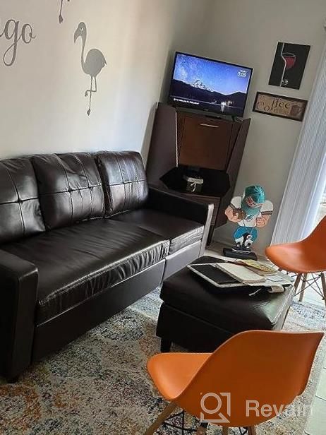 img 1 attached to Brown Faux Leather L-Shaped Convertible Sectional Sofa Couch For Small Apartments By HONBAY review by German Diaz