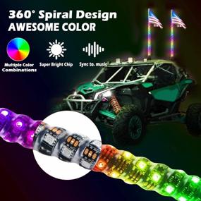 img 2 attached to OHMU 2Pcs 3FT Led Whips And 3Rd-Gen Rocks Lights Combo Bluetooth And Remote Control,Upgraded Higher Brightness 360° Spiral RGB Chasing Lighted Antenna Whips And Neon Pods