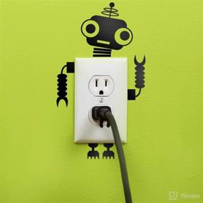 img 4 attached to 🤖 Black Vinyl Wall Art Decal - Cute Little Robots - Ideal for Home, Apartment, Kids Bedroom, Nursery, Playroom - Light Switch Decor, Laptop Computer Skin, Car Bumper Sticker Designs - Size: 8" x 4.6