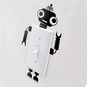 img 3 attached to 🤖 Black Vinyl Wall Art Decal - Cute Little Robots - Ideal for Home, Apartment, Kids Bedroom, Nursery, Playroom - Light Switch Decor, Laptop Computer Skin, Car Bumper Sticker Designs - Size: 8" x 4.6