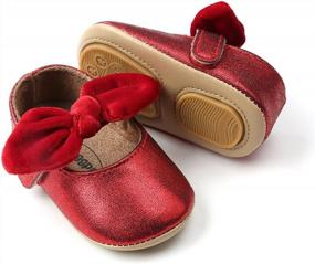 img 2 attached to Antheron Toddler Girls Mary Jane Flats Bowknot Non-Slip First Walkers Princess Dress Shoes