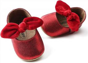 img 4 attached to Antheron Toddler Girls Mary Jane Flats Bowknot Non-Slip First Walkers Princess Dress Shoes