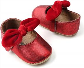 img 1 attached to Antheron Toddler Girls Mary Jane Flats Bowknot Non-Slip First Walkers Princess Dress Shoes