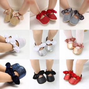 img 3 attached to Antheron Toddler Girls Mary Jane Flats Bowknot Non-Slip First Walkers Princess Dress Shoes