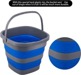 img 1 attached to 🪣 3-Pack Collapsible Plastic Buckets - 1.32 Gallon (5L) Each, Foldable Rectangular Tubs for House Cleaning, Space-Saving Outdoor Waterpots for Garden or Camping, Portable Fishing Water Pails