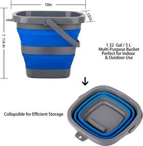 img 3 attached to 🪣 3-Pack Collapsible Plastic Buckets - 1.32 Gallon (5L) Each, Foldable Rectangular Tubs for House Cleaning, Space-Saving Outdoor Waterpots for Garden or Camping, Portable Fishing Water Pails