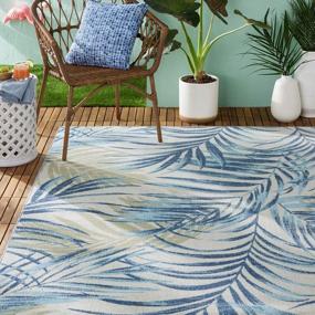 img 4 attached to Bring The Coastline Indoors With Tommy Bahama Malibu Palm Springs Rug In Ivory/Aqua Blue