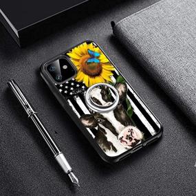 img 1 attached to Butterfly Cow IPhone 11 Case With Grip Ring Holder Multi-Function Cover Slim Soft And Hard Tire Shockproof Protective Phone Case Slim Hybrid Shockproof Case For IPhone 11