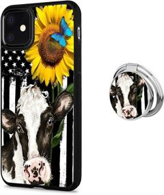 img 3 attached to Butterfly Cow IPhone 11 Case With Grip Ring Holder Multi-Function Cover Slim Soft And Hard Tire Shockproof Protective Phone Case Slim Hybrid Shockproof Case For IPhone 11