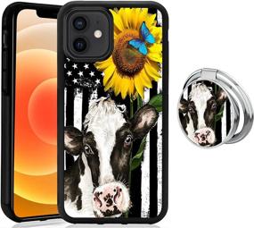 img 4 attached to Butterfly Cow IPhone 11 Case With Grip Ring Holder Multi-Function Cover Slim Soft And Hard Tire Shockproof Protective Phone Case Slim Hybrid Shockproof Case For IPhone 11