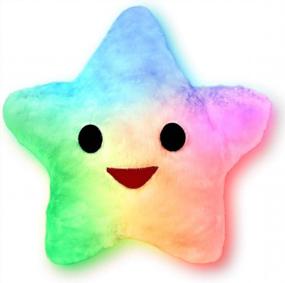 img 1 attached to Light Up Your Nights With FlashingBlinkyLights Happy Star Pillows - Color Changing LEDs Included