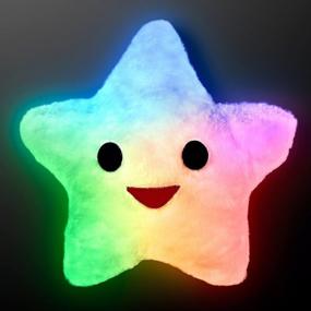 img 4 attached to Light Up Your Nights With FlashingBlinkyLights Happy Star Pillows - Color Changing LEDs Included