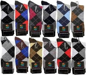 img 3 attached to Black Cotton Crew Dress Socks With Argyle, Striped, And Solid Ribbed Patterns For Men From USBingoshop
