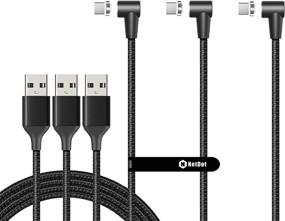 img 4 attached to NetDot Gen12 L-Shape USB-C Магнитный кабель для зарядки [6,6 футов, 3 штуки, черного цвета] - Быстрая передача данных для телефонов с разъемом Type-C