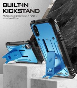 img 1 attached to Blue Rugged Heavy Duty Case With Built-In Screen Protector And 360 Degree Protection For Apple IPhone XR 6.1" LCD Display, Kickstand Feature.