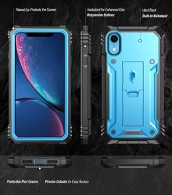 img 3 attached to Blue Rugged Heavy Duty Case With Built-In Screen Protector And 360 Degree Protection For Apple IPhone XR 6.1" LCD Display, Kickstand Feature.