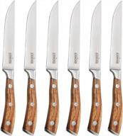 asmoke steak knife set of 6, pakkawood handle logo