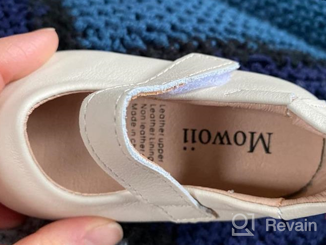 img 1 attached to Mowoii Baby Girls Boys Leather Mary Jane Walking Shoes Prewalker Ballet Flats for Princess Wedding Dress review by Phillip Samuel