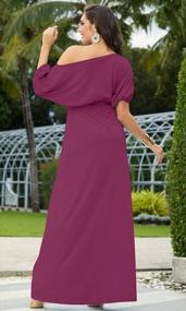 img 1 attached to Long One-Shoulder Maxi Dress With Flowy Design And Short 3/4 Sleeves - Perfect For Casual Occasions - KOH KOH Women'S Fashion