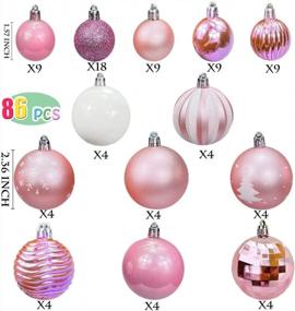 img 2 attached to 86 Pcs Pink Christmas Tree Ball Ornaments Set - Shatterproof Decorations For Trees, Home Party Holiday Garlands Wreaths With Hanging Hooks Included