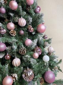 img 1 attached to Набор из 86 розовых елочных шаров - небьющиеся украшения для деревьев, домашняя вечеринка, праздничные гирлянды, венки с подвесными крючками в комплекте