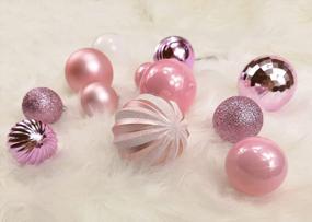img 3 attached to Набор из 86 розовых елочных шаров - небьющиеся украшения для деревьев, домашняя вечеринка, праздничные гирлянды, венки с подвесными крючками в комплекте