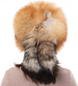 img 1 attached to Оставайтесь уютными и стильными с женскими шапками Valpeak из натурального лисьего меха для зимних приключений на свежем воздухе