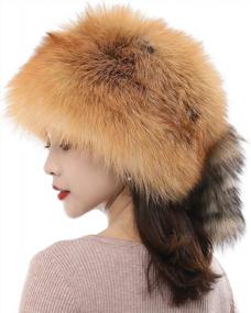img 2 attached to Оставайтесь уютными и стильными с женскими шапками Valpeak из натурального лисьего меха для зимних приключений на свежем воздухе