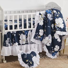 img 3 attached to Vintage 6 Piece Farmhouse Nursery Crib Bedding Set For Baby Girls - White, Black, Rose Boho Sheet And Blanket - Perfect For Newborns And Infants By Brandream