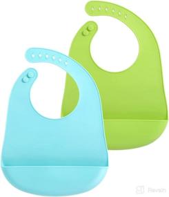 img 4 attached to 🐼 PandaEar 2 Pack Silicone Baby Bibs: Lightweight, Adjustable and Waterproof with Food Catcher Pocket - Perfect for Mess-Free Feeding (Pink Grey)