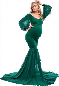 img 2 attached to Capture Your Beautiful Pregnancy Glow In ZIUMUDY'S Mermaid Maternity Gown For Photoshoots