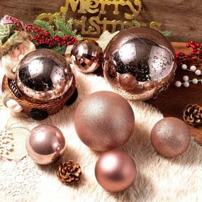 img 1 attached to Rose Gold Giant Shatterproof Plastic Christmas Ball Ornaments - XmasExp 4.0" (4Pcs) For Holiday Party Decorations
