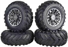img 4 attached to UTV Wheel & Tire Kit: MASSFX MS ATV Tires (26X9-12 And 26X11-12) With QUAKE Gun Metal Rims (12X7 4/156) And Lug Nuts Included